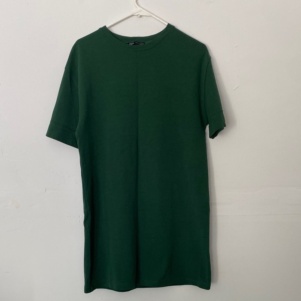 ZARA Women’s 🟢⚫️ Short Sleeve Shirt Dress Size M | Casual Midi Tunic | CO-B1